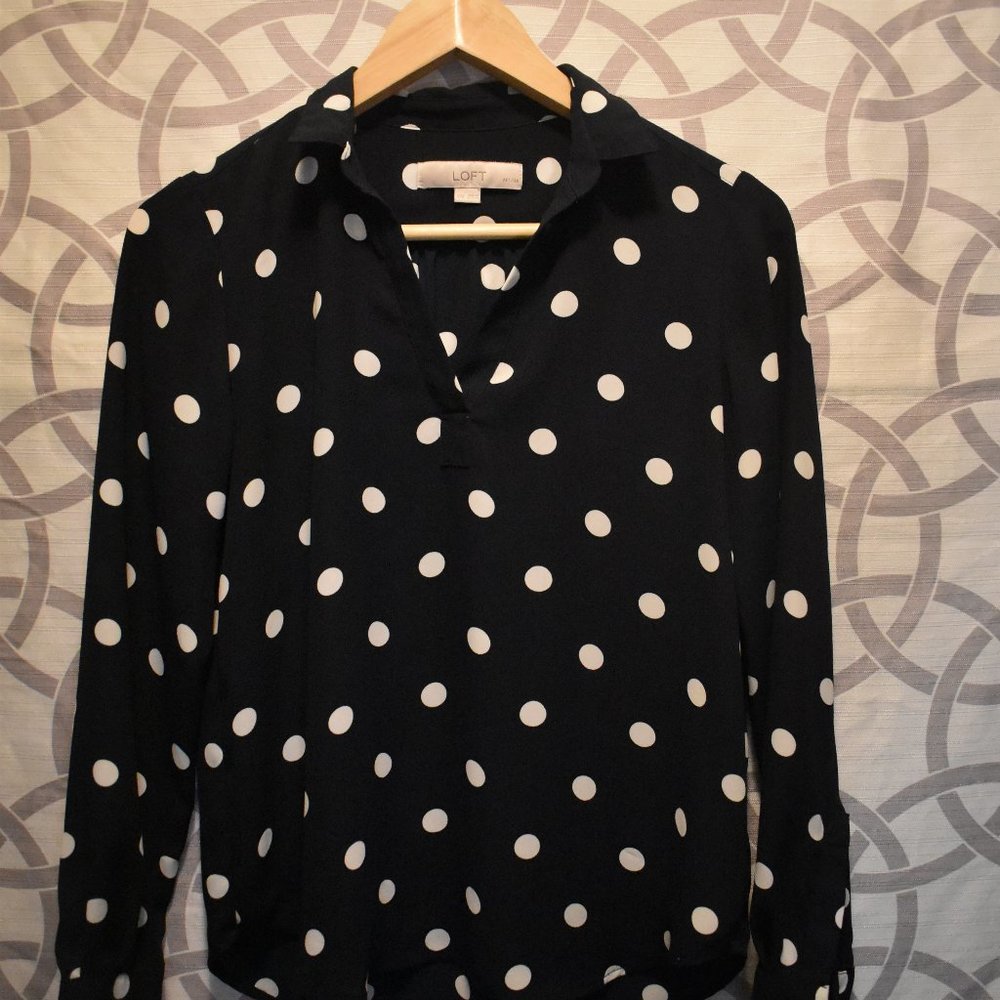 LOFT Polka Dot Blouse - XXS Petite